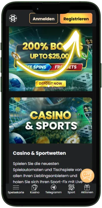 WSM Casino „Registrieren"